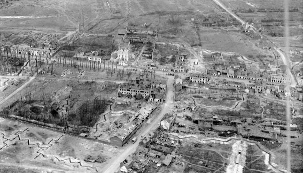 129_The ruined suburbs of Arras. Photograph taken from a Kite Balloon. November, 1917